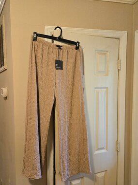 See You Monday XL gauze elastic waist pants in tan color.